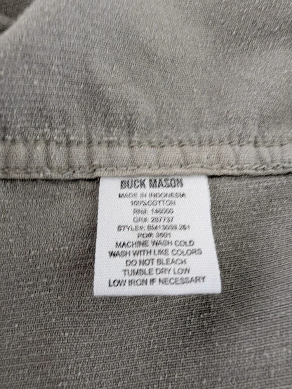 Buck Mason Corduroy Button Up Shirt Size XL Gray Pre Owned